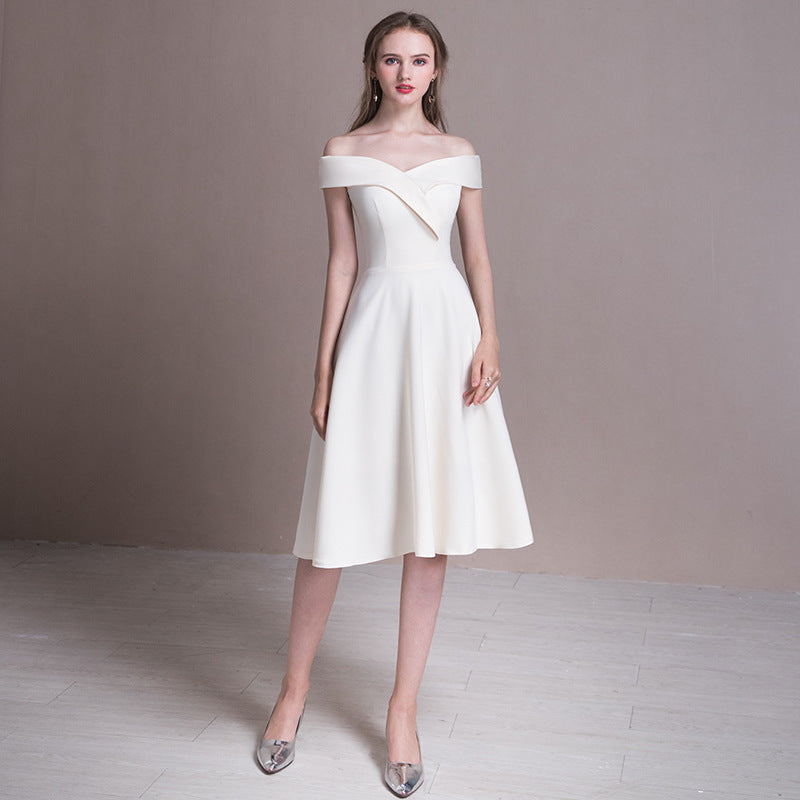 Annual Meeting Small Dress 2022 New Small Man Can Wear One-shoulder Evening Dress Party Party Dress