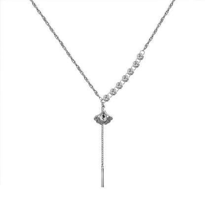 Diamond-embedded Long Necklace