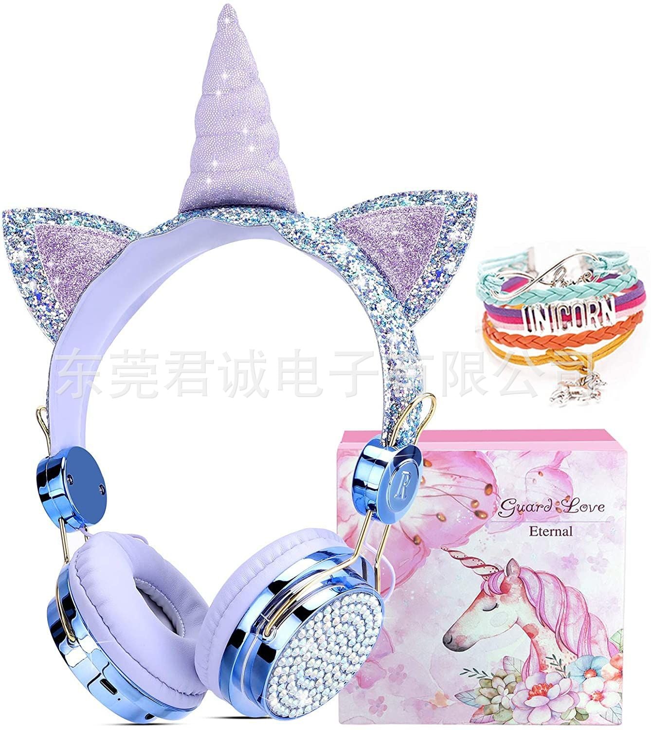 Head-mounted Children&#039;s Headphones Mobile Computer Universal With Wheat Unicorn Headphones