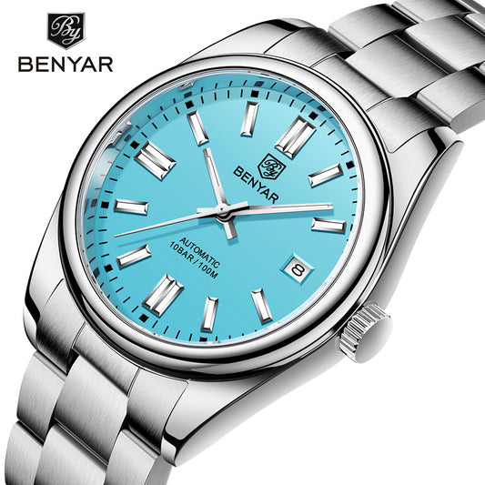 Benyar Binya Cross-border New Watch Men's Automatic Mechanical Watch Fashion Waterproof Luminous Steel Band Men's Watch 5185